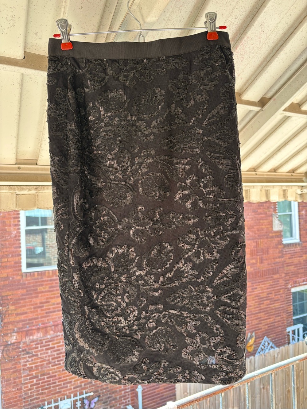 Pure Collection Elegant Black Jacquard Pencil Skirt Size Small